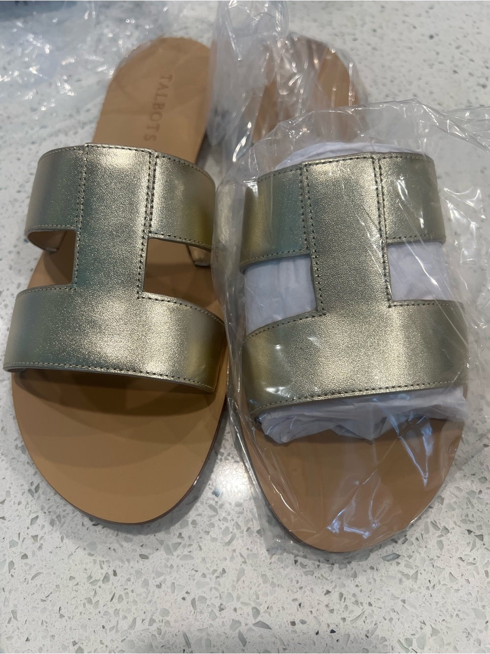 Talbots Metallic Gold Slide Hannah Sandals